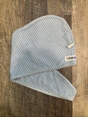 TURBIE TWIST Light Blue Polka Dot Hair Towel Wrap